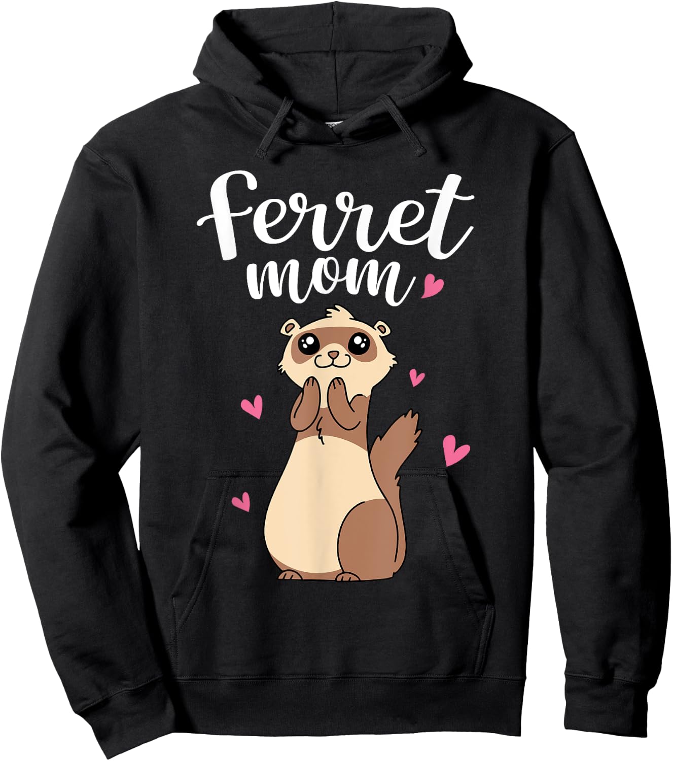 Mother's Day Cute Women Weasel Ferret Mom Hoodie - Hoodie | Black