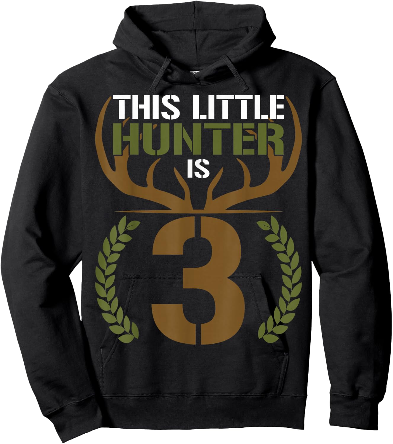 This Little Hunter is 3 Years Old 3rd Birthday Deer Hunter Hoodie - Hoodie | Black