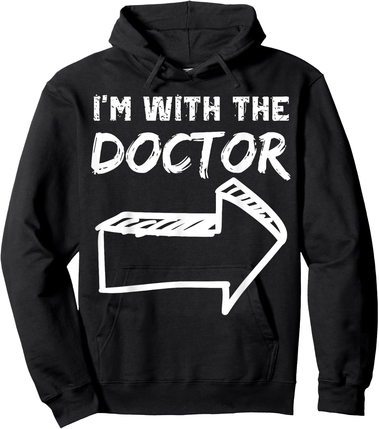 I'm With The Doctor RIGHT Arrow Funny Halloween Cute Her Him Hoodie - Hoodie | Black