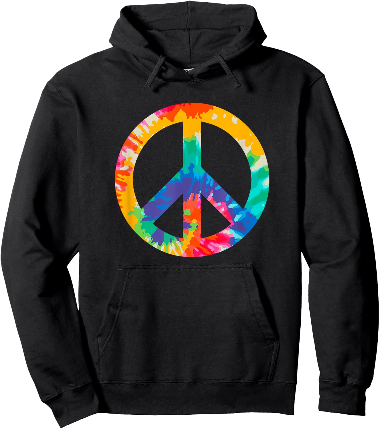 Peace Sign Retro 60s 70s Hippie Boho - Peace Symbol Tie Dye Hoodie - Hoodie | Black