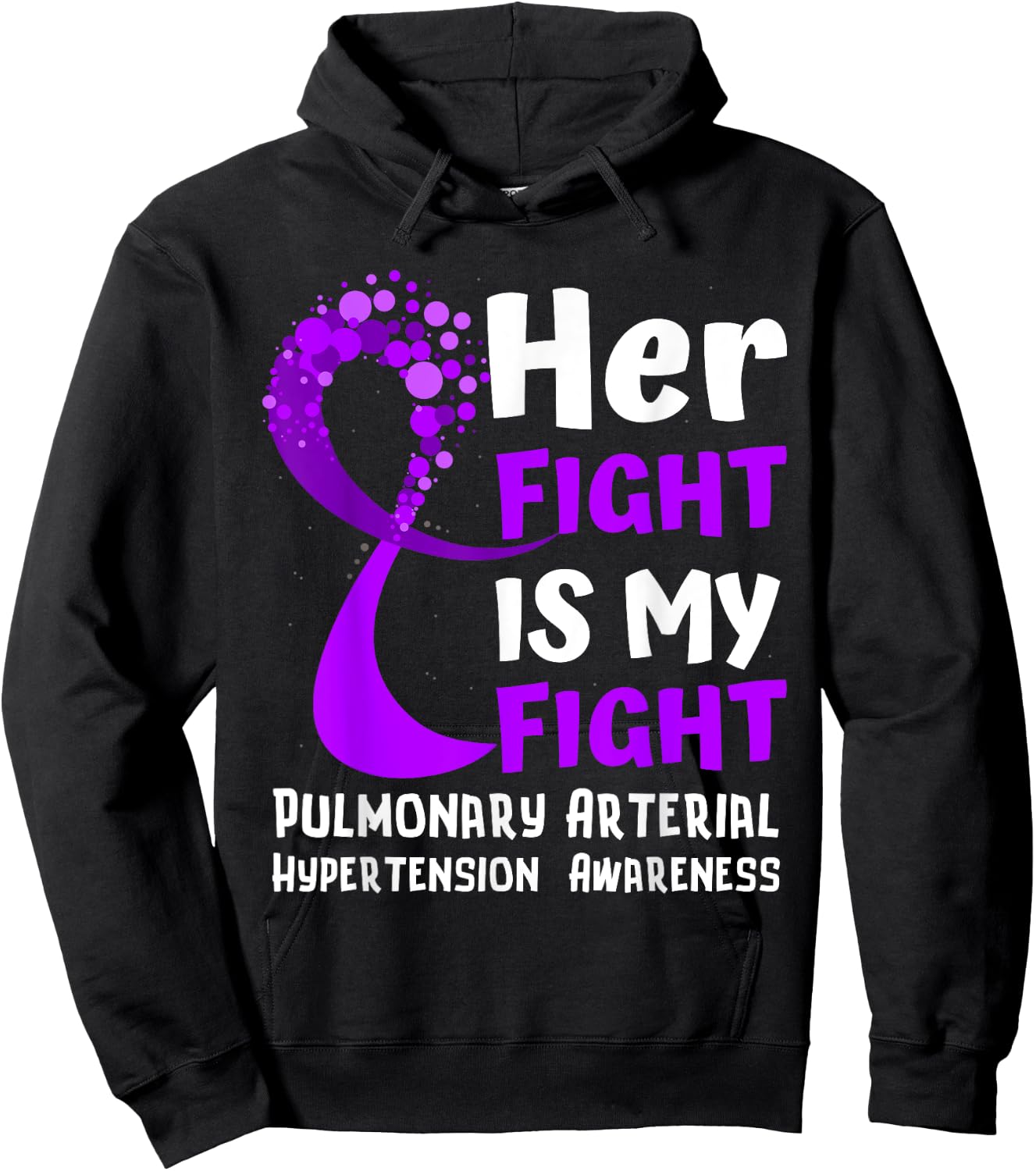 Pulmonary Arterial Hypertension Purple Ribbon Family Fighter Hoodie - Hoodie | Black
