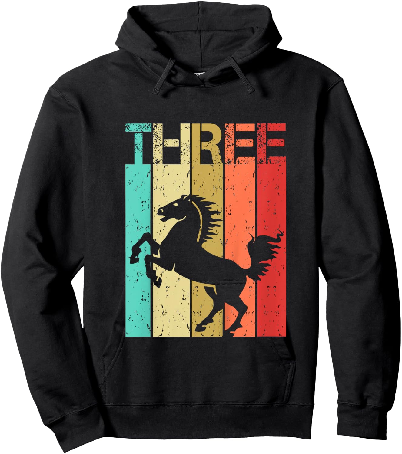 3 Year Old Horse Birthday Boy Girl Third 3rd Birthday Horse Hoodie - Hoodie | Black