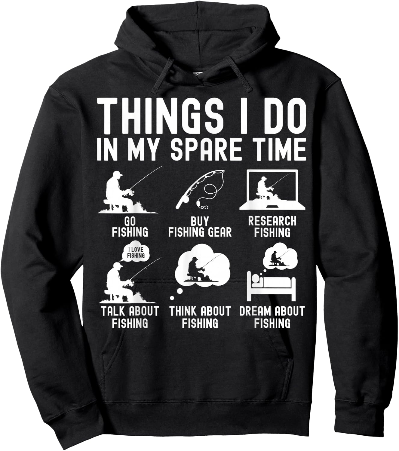 Things I Do In My Spare Time Fishing Fisherman Bass Men Hoodie - Hoodie | Black