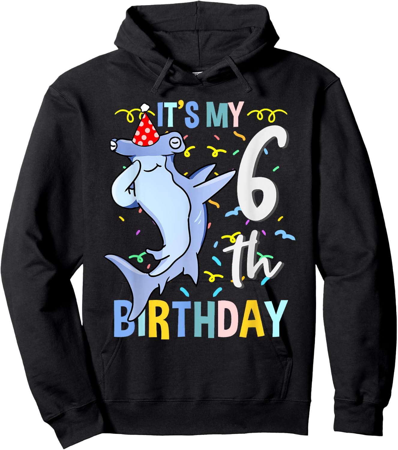 Its My 6th Birthday Dabbing Hammerhead Shark Hoodie - Hoodie | Black