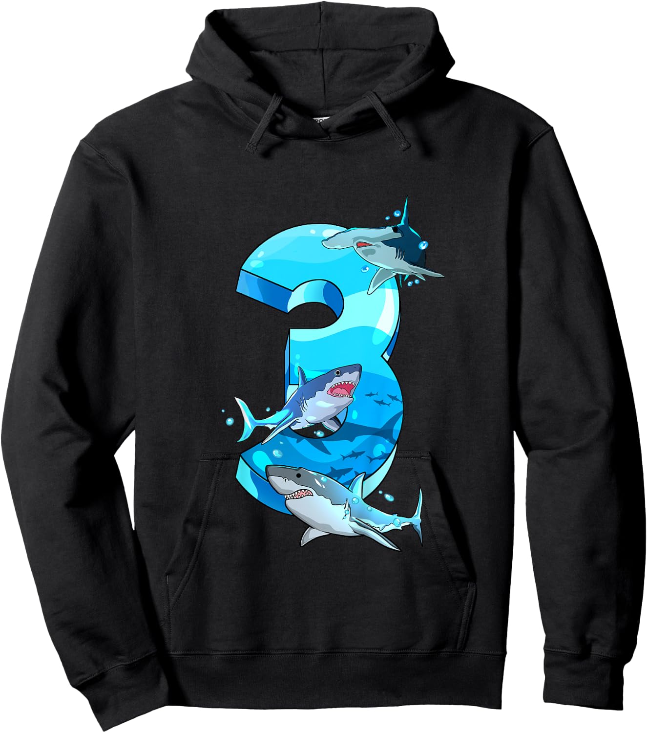 Kids Shark Boy 3 Years Birthday Child Children Birthday Hoodie - Hoodie | Black