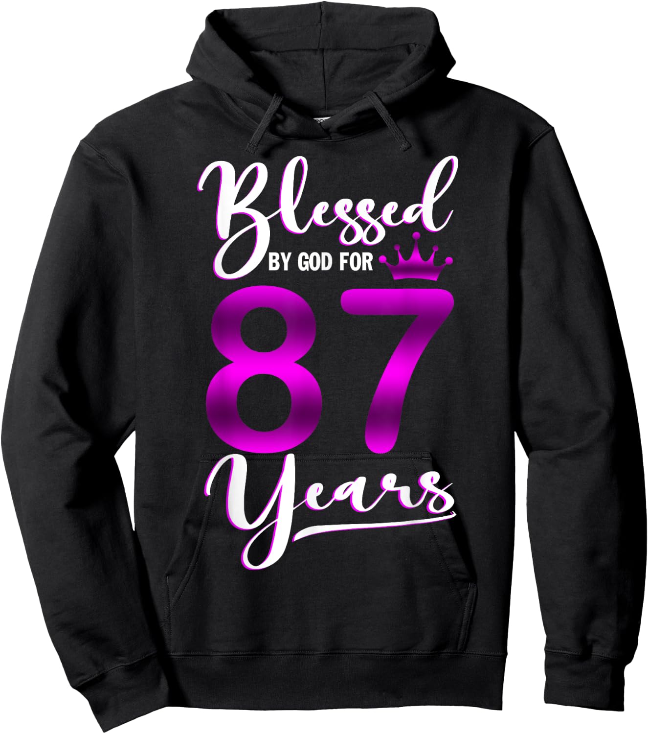 Vintage Blessed by God For 87 Years Old Happy 87th Birthday Hoodie - Hoodie | Black