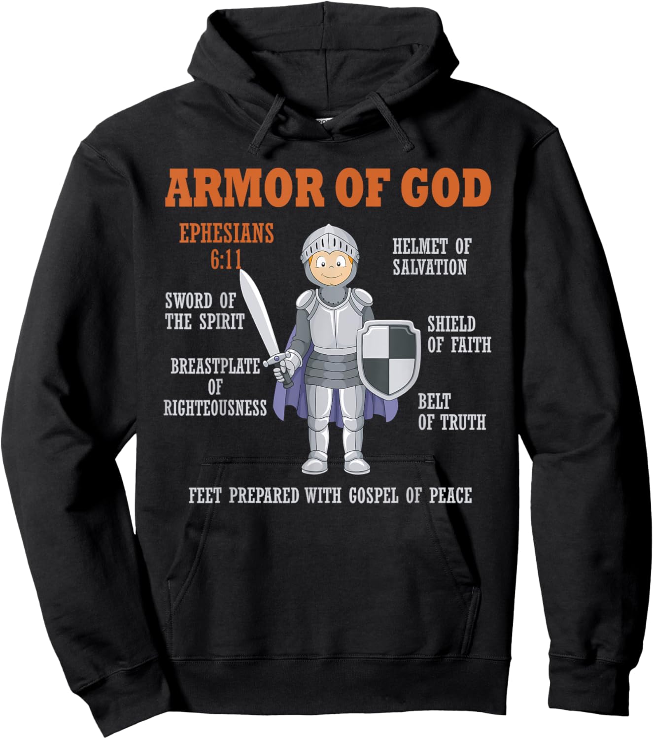 Put On The Full Armor Of God Bible Chapters For Kids Hoodie - Hoodie | Black