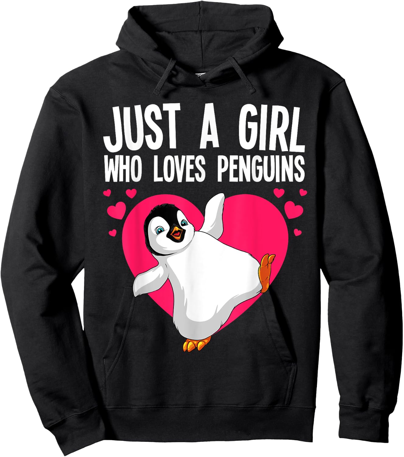Funny Penguin Design Girls Kids Aquatic Bird Lover Hoodie - Hoodie | Black
