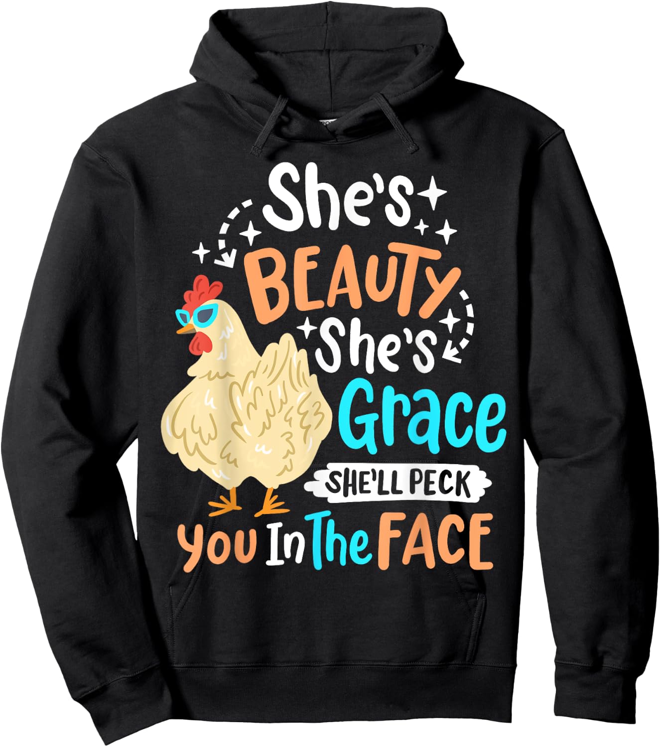 She's Beauty She's Grace - Farmer & Chicken Lover Hoodie - Hoodie | Black