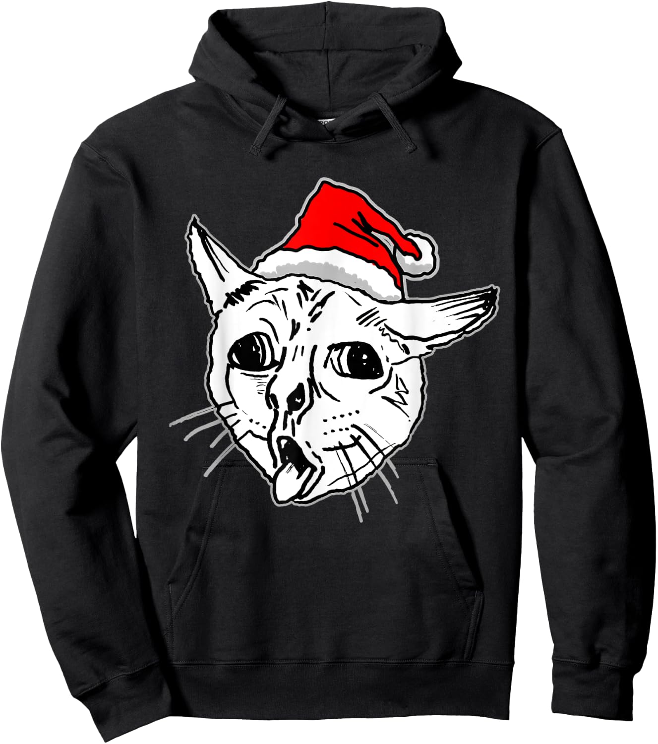 Christmas Ugly Coughing Cat Meme Women Hoodie - Hoodie | Black