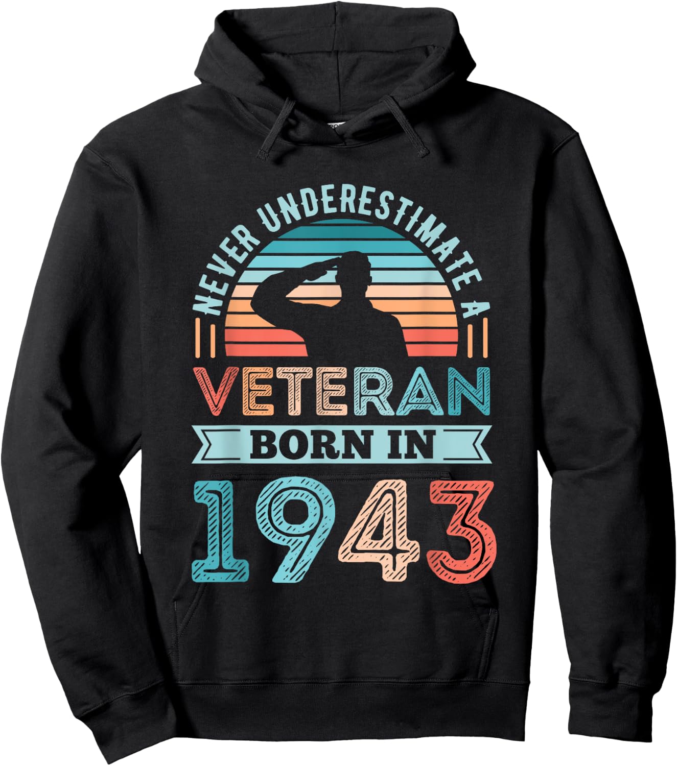 Veteran born in 1943 80th Birthday Military Gifts Hoodie - Hoodie | Black