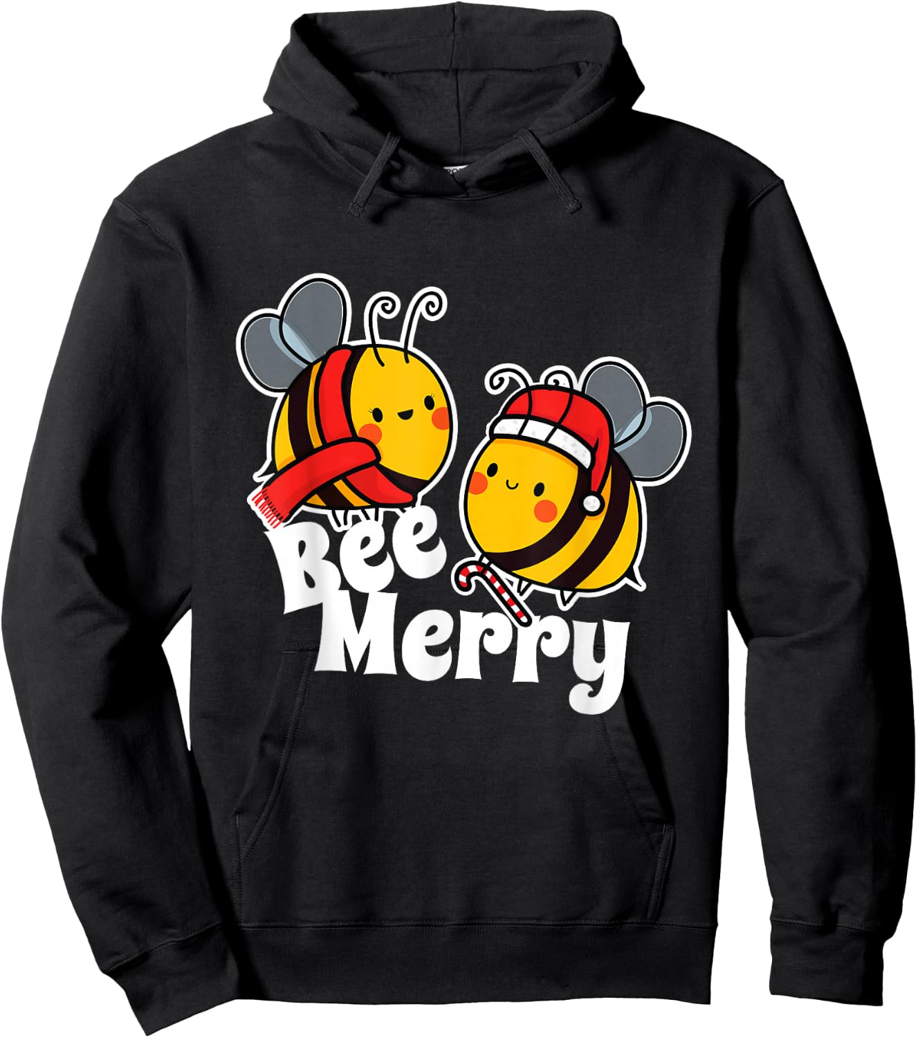Bee Merry | Cute Honey Bees Santa Claus | Christmas Hoodie - Hoodie | Black