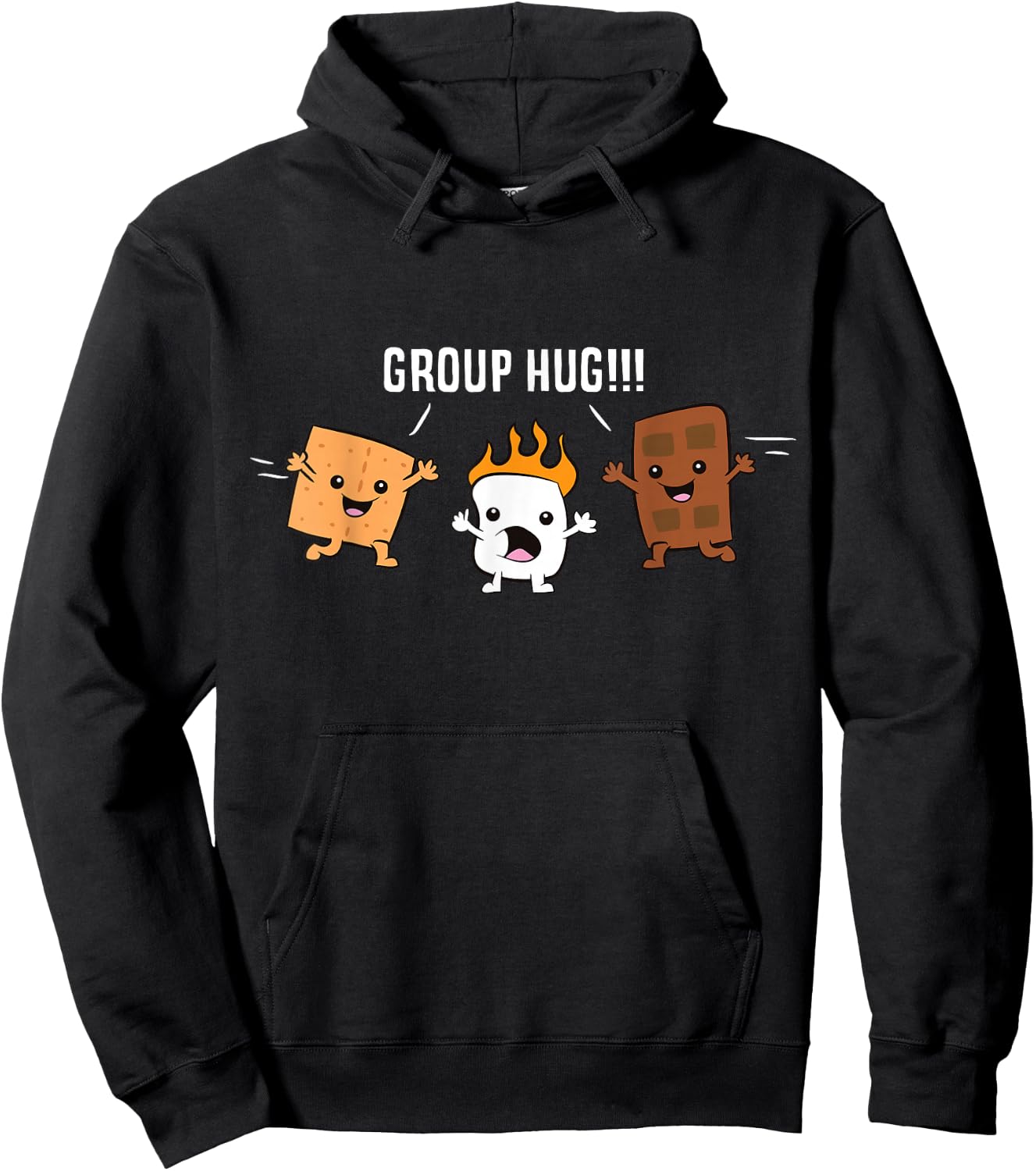 Group Hug Camping Campfire Chocolate Marshmallow S'Mores Hoodie - Hoodie | Black