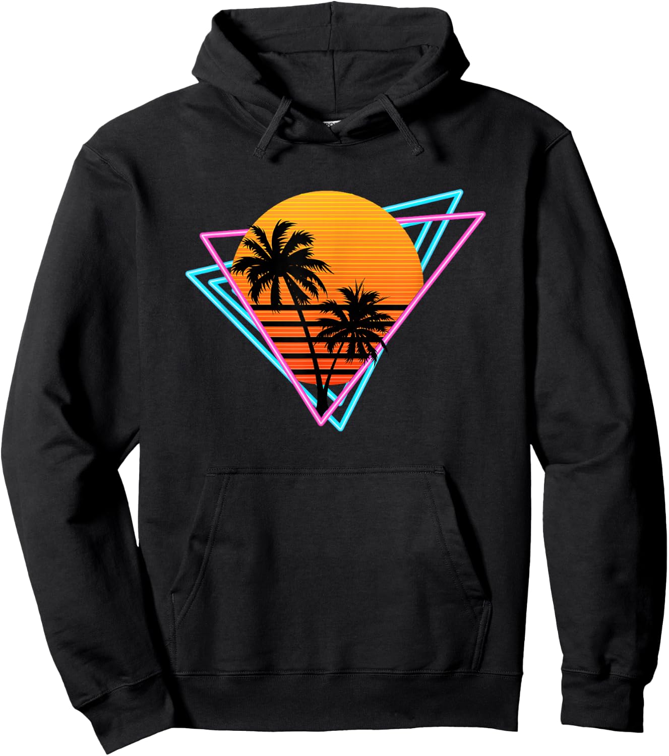 80s Retro Palm Tree Sunset Nostalgic Vintage Sunset Hoodie - Hoodie | Black