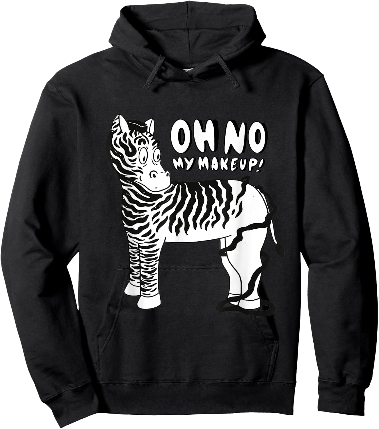 Funny Zebra Oh No My Make Up Zebra Stripe Zookeeper Hoodie - Hoodie | Black