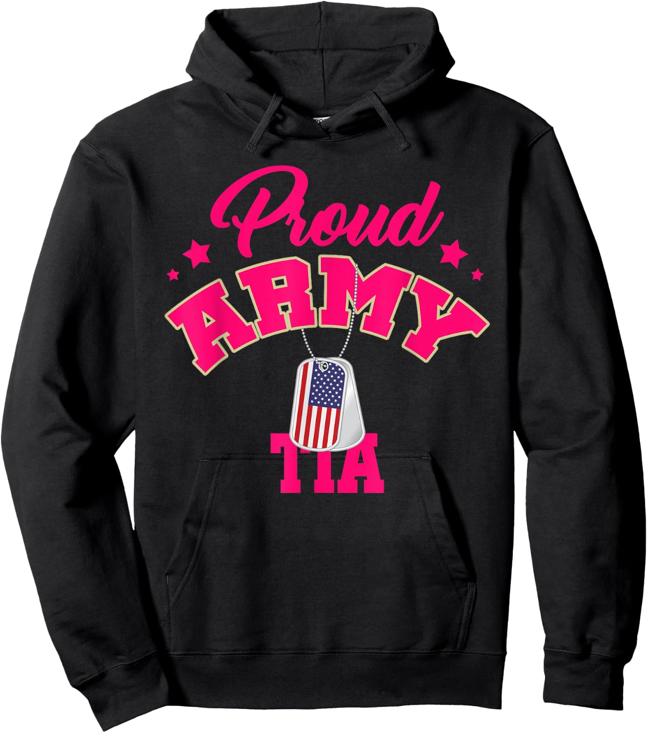 Proud Army TIA USA American Flag Dog Tag Family Match Women Men Hoodie - Hoodie | Black
