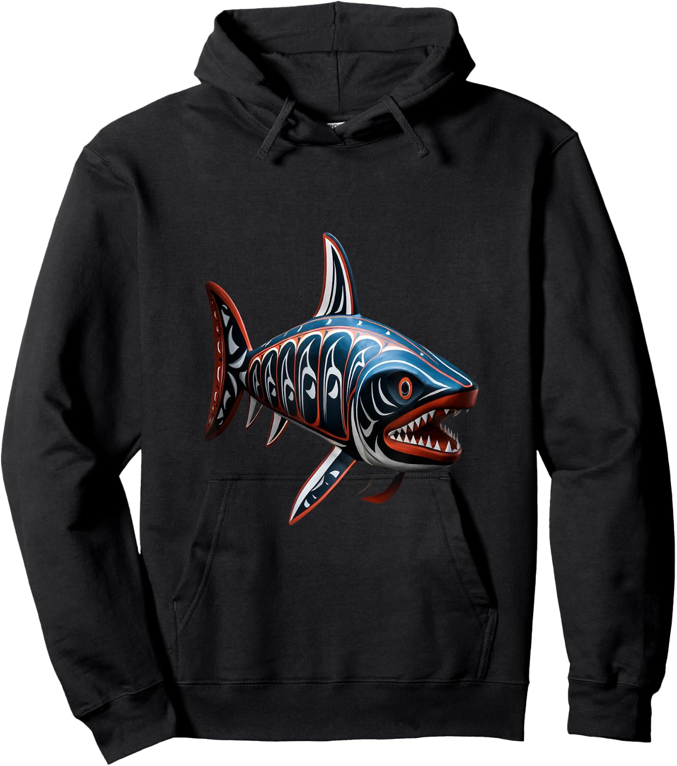 Shark Haida Totem Art Indian Indigenous Tribal Hoodie - Hoodie | Black