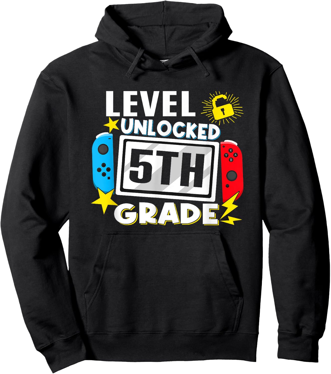 First Day Of 5th Grade Level Unlocked Game Back To School Hoodie - Hoodie | Black