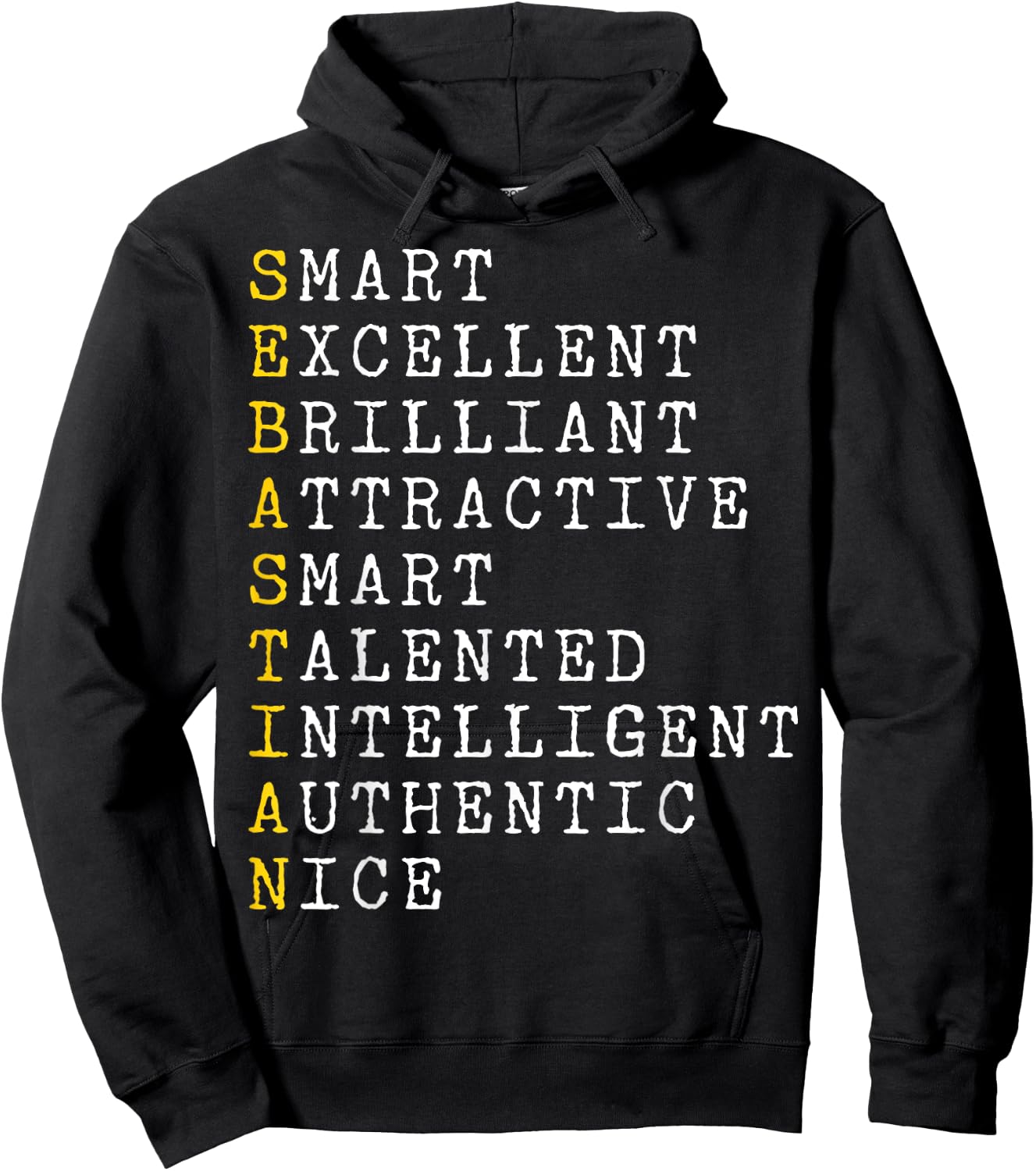 Sebastian Personalized, Sebastian Name, Boy Man Sebastian Hoodie - Hoodie | Black