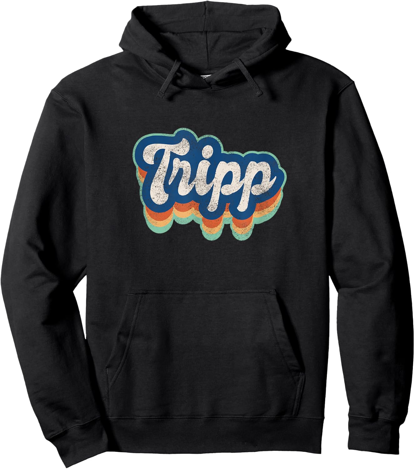 Tripp First Name Boy Vintage Style 70s 80s Personalized Hoodie - Hoodie | Black