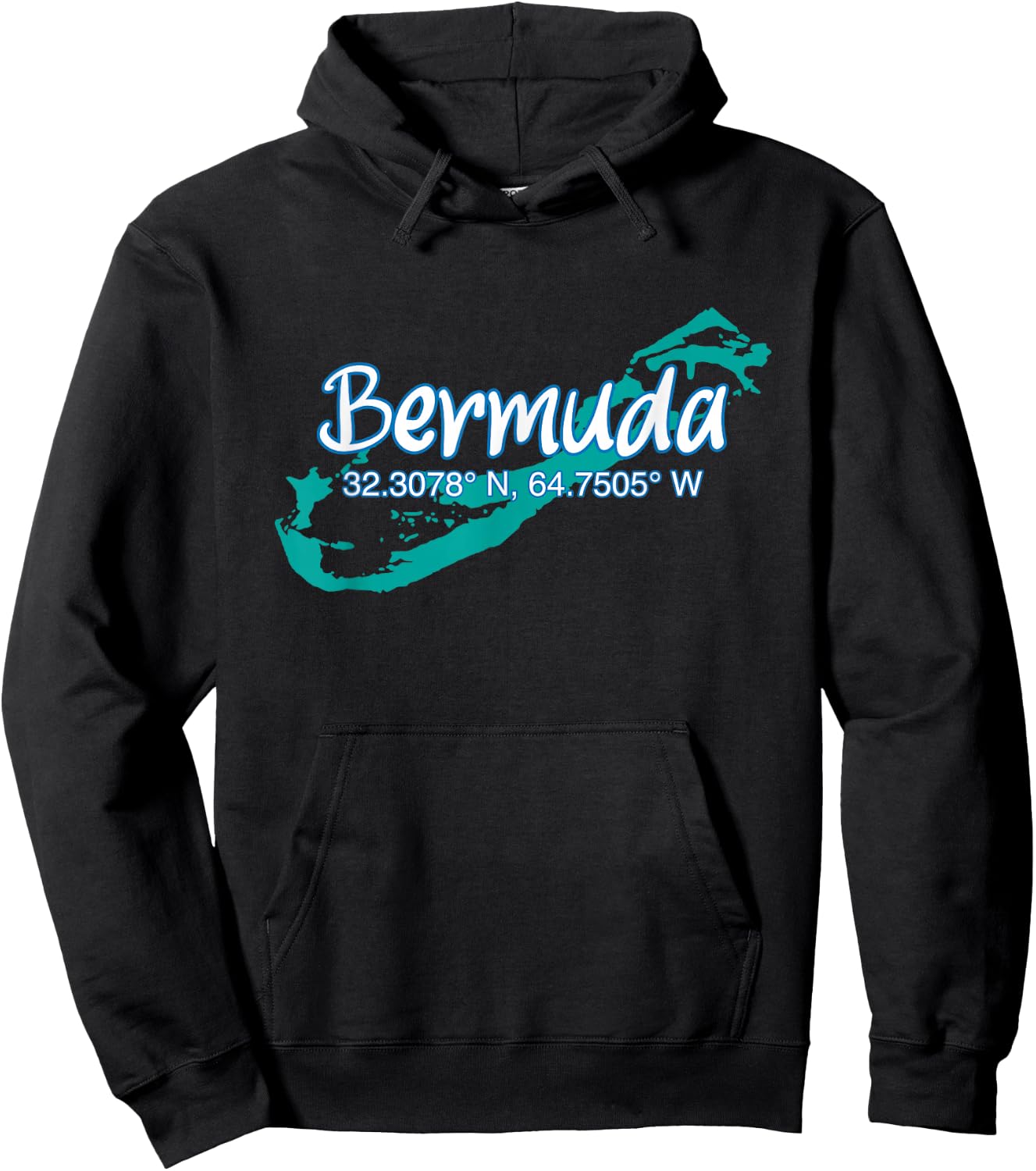 Bermuda Island Coordinates, Tourist Vacation Hoodie - Hoodie | Black