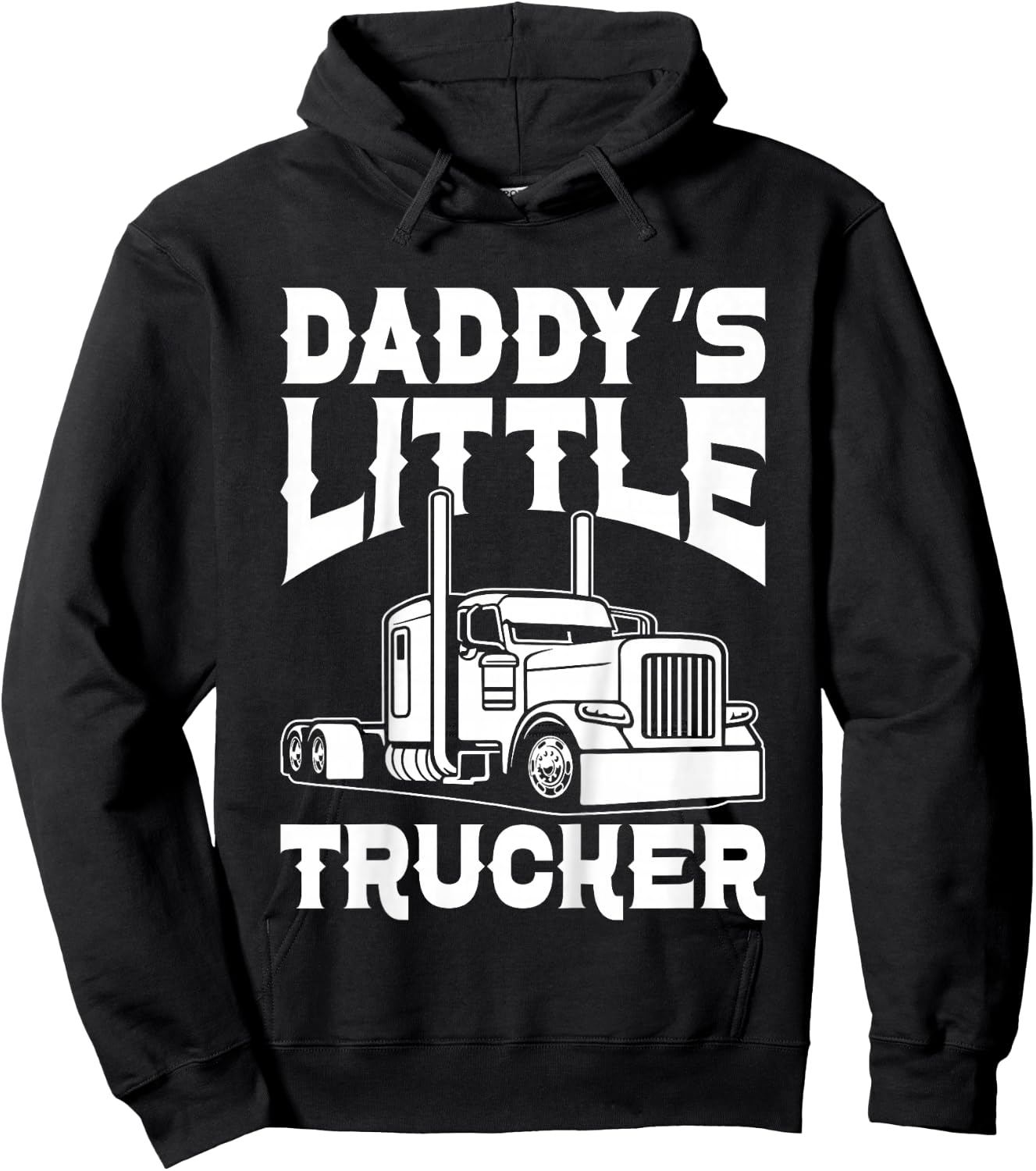 Kids Toddler Boys Semi truck Daddy's little trucker Hoodie - Hoodie | Black
