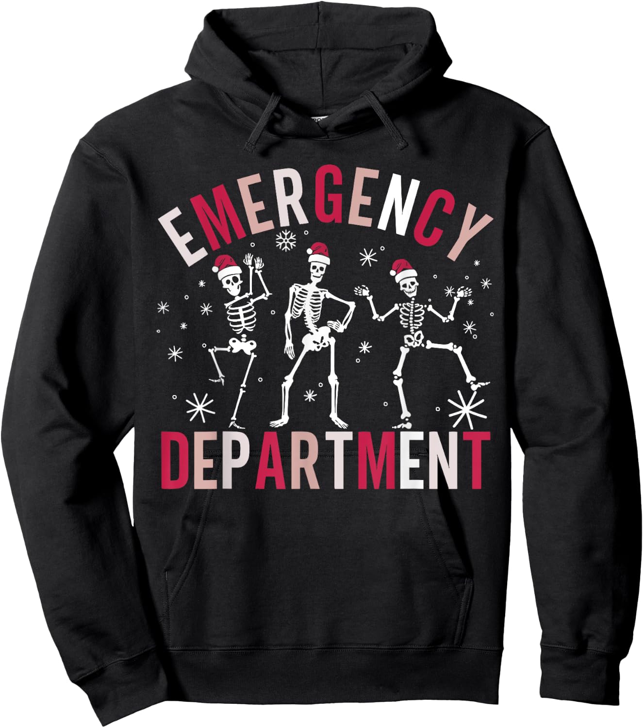 Emergency Department Skeleton Santa Hat ER Nurse Christmas Hoodie - Hoodie | Black