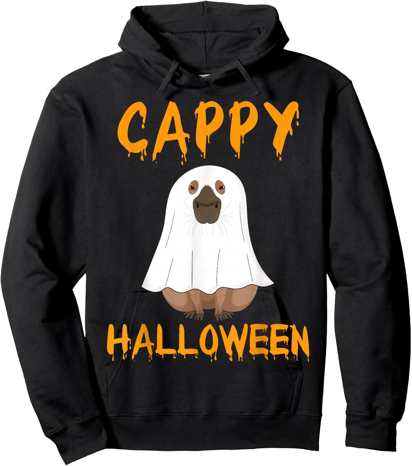 Cappy Halloween Funny Capybara Ghost Hoodie - Hoodie | Black