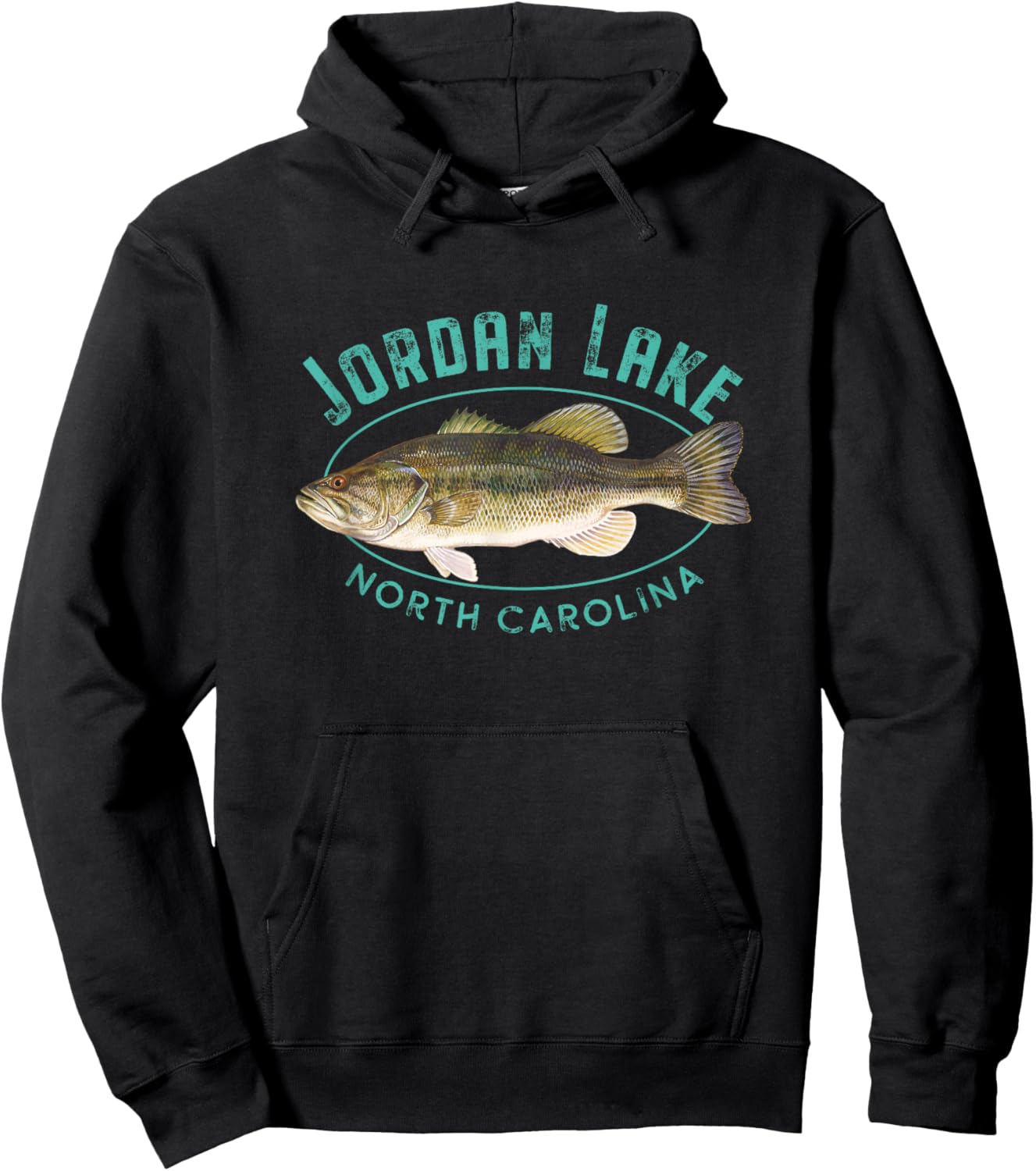 Jordan Lake North Carolina Largemouth Bass Design Hoodie - Hoodie | Black