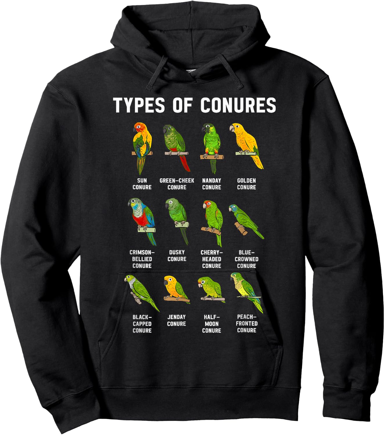 Sun Conure Types Of Conures Parrot Bird Green Cheek Conure Hoodie - Hoodie | Black