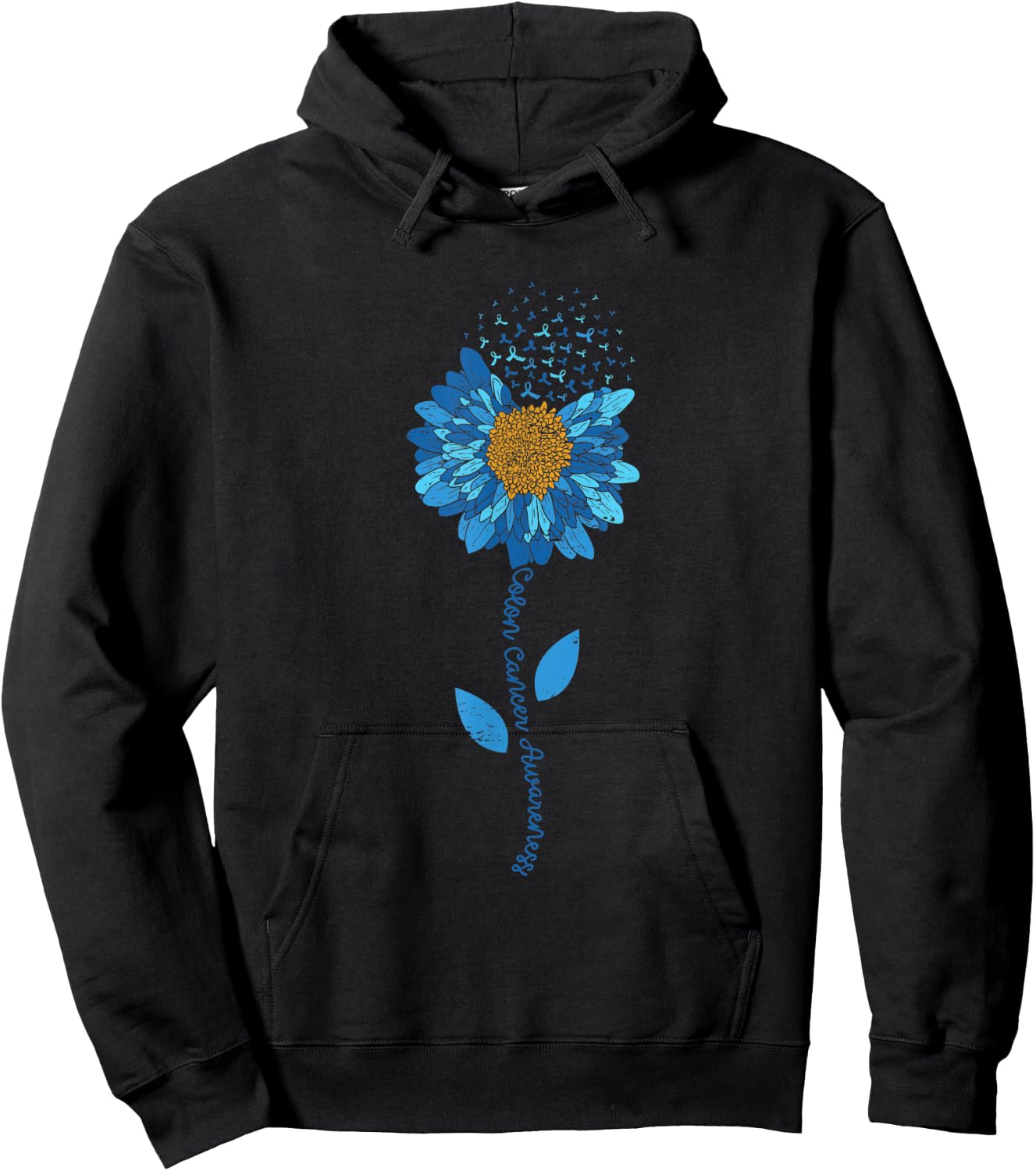 Colon Cancer Awareness Flower Colorectal Cancer Awareness Hoodie - Hoodie | Black