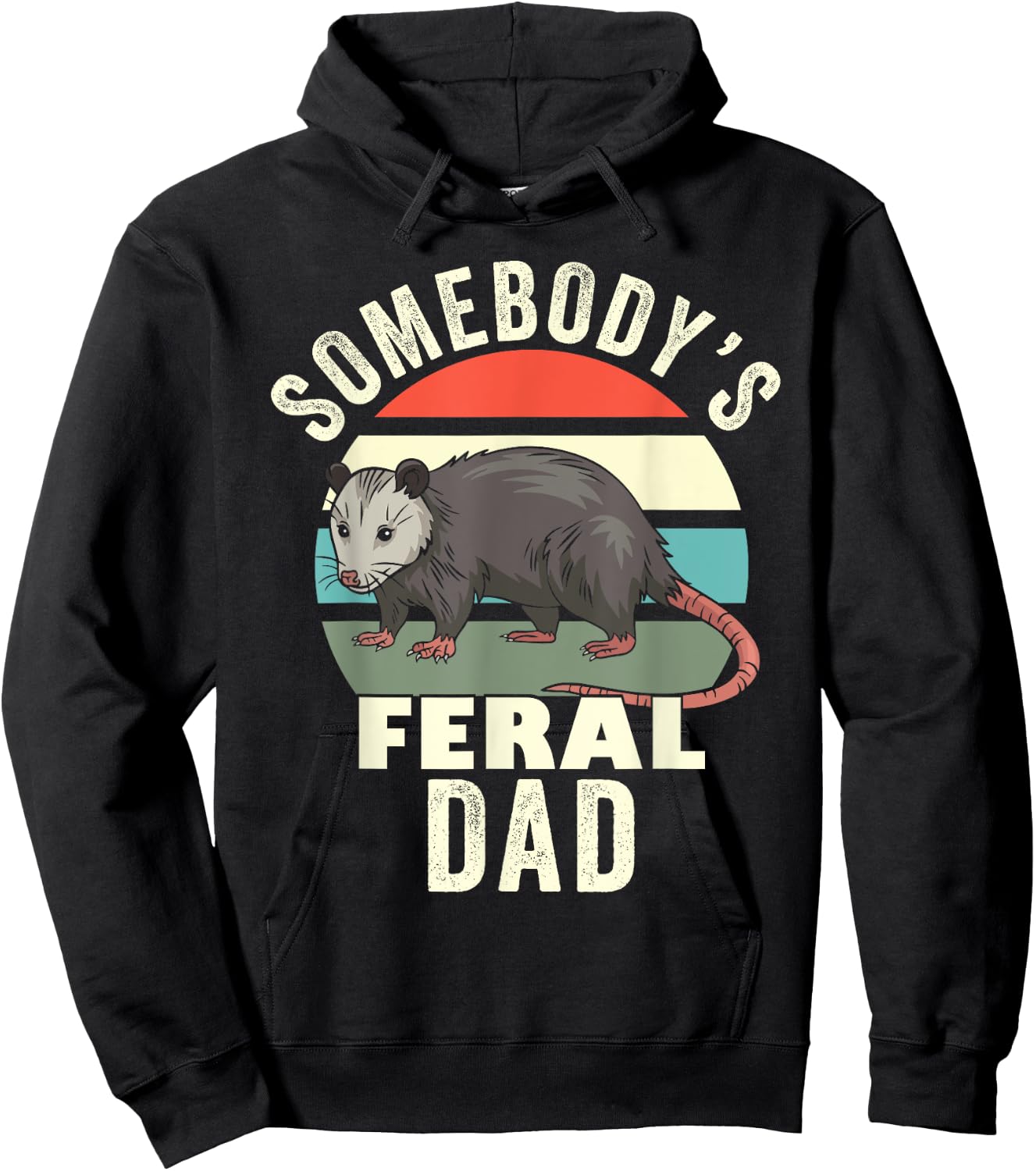 Somebody's Feral Dad Retro Feral Cat Matching Family Father Hoodie - Hoodie | Black