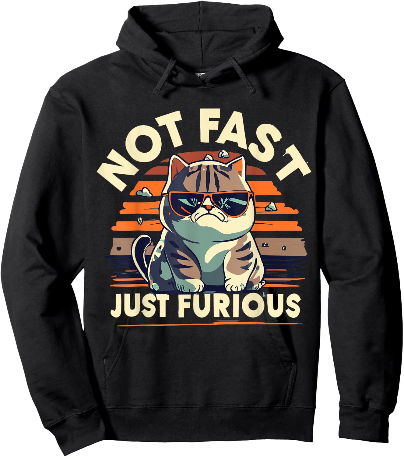 Cute Funny Cat Not Fast Just Furious Angry Cat With Glasses Hoodie - Hoodie | Black