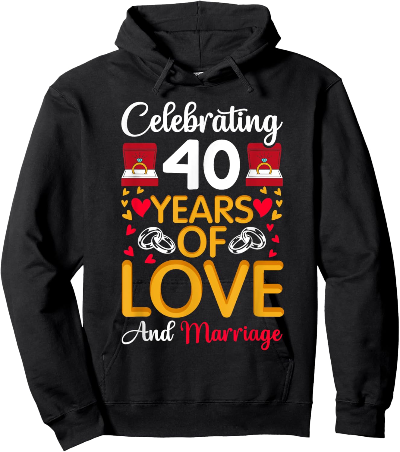 40th Marriage Anniversary 40 Years of love and marriage Hoodie - Hoodie | Black