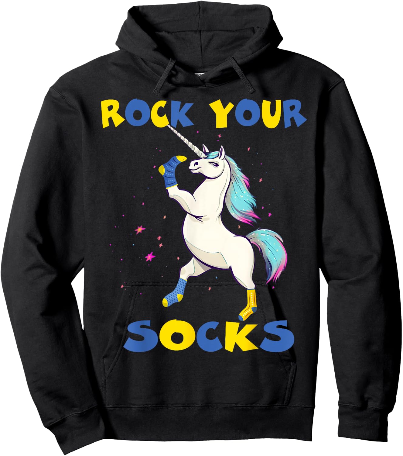 WORLD DOWN SYNDROME DAY Rock Your Socks Unicorn Hoodie - Hoodie | Black