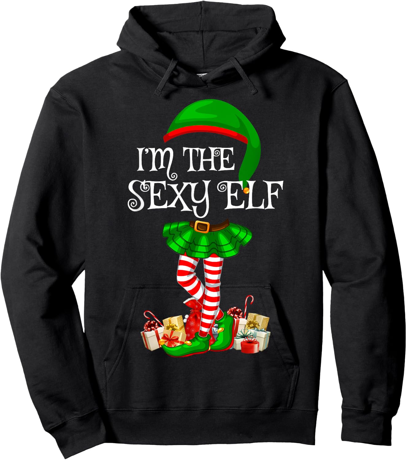 Family Matching Women Girls The Sexy Elf Christmas Hoodie - Hoodie | Black