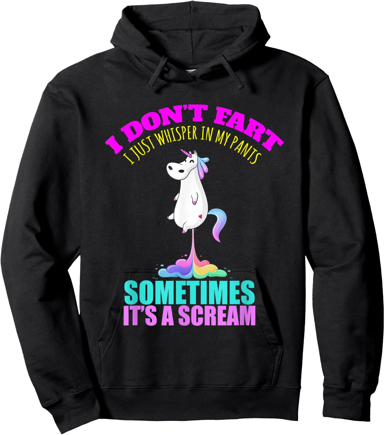 I Don't Fart I Funny Unicorn Rainbow Fart Hoodie - Hoodie | Black