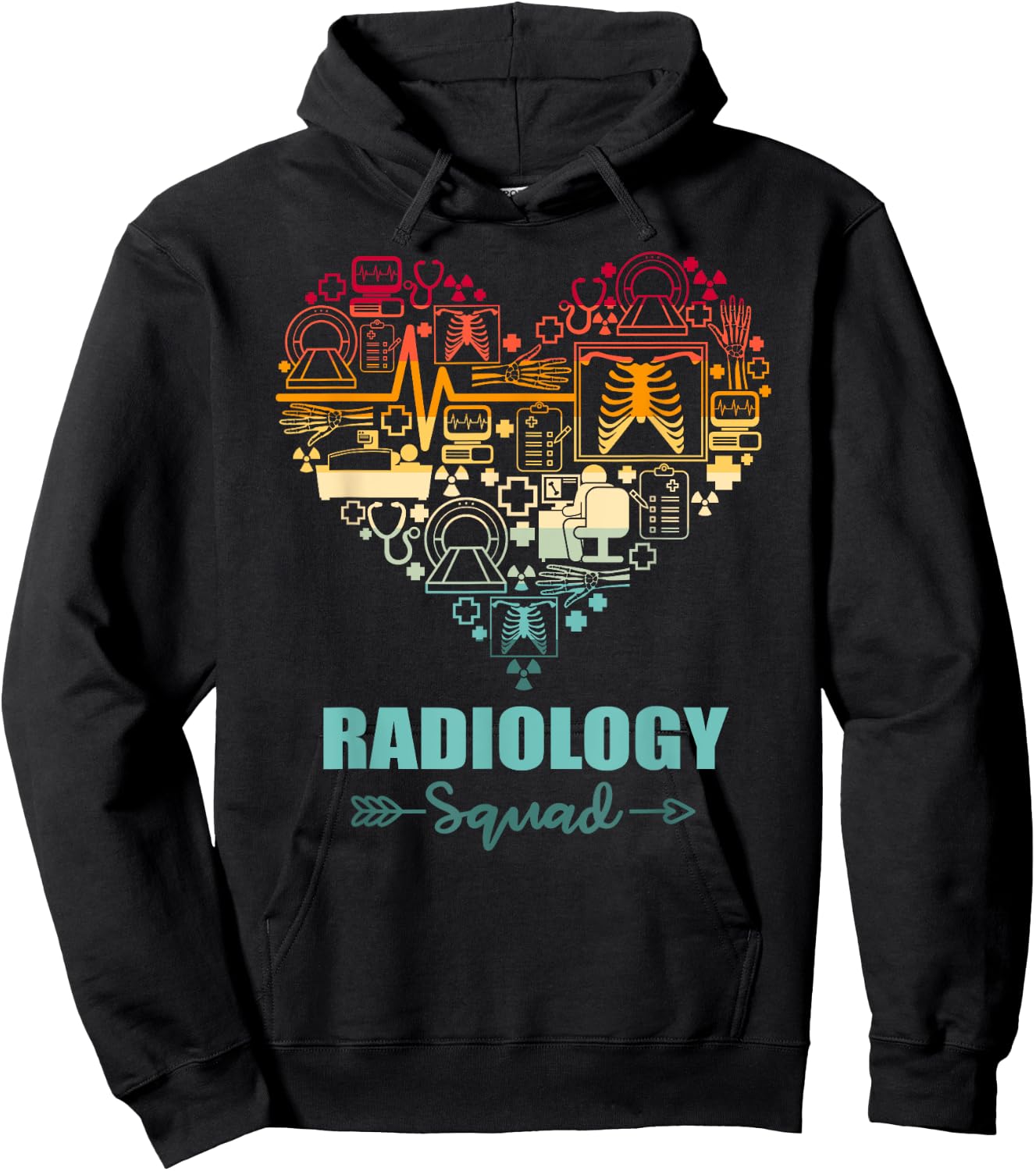 Radiology Squad Heart Funny Radiology Team Hoodie - Hoodie | Black