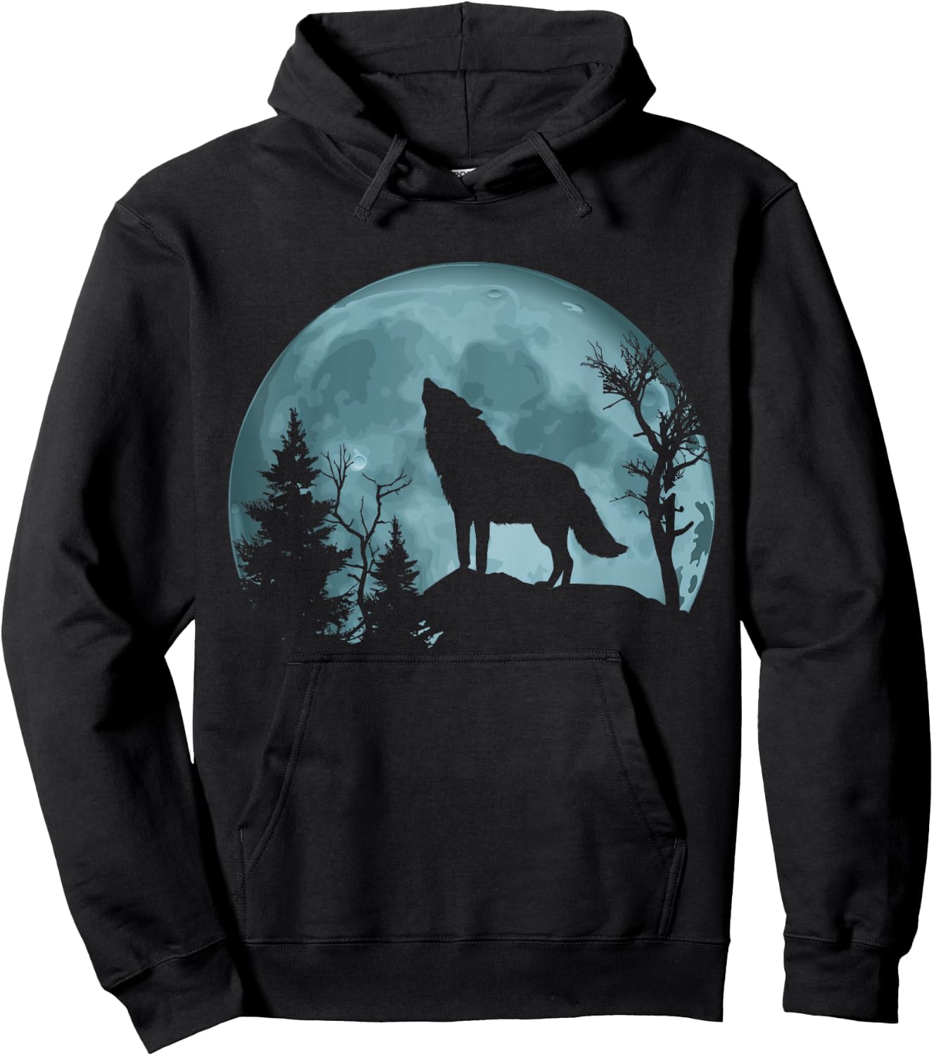 Wolf Howling at the Moon Hoodie - Hoodie | Black