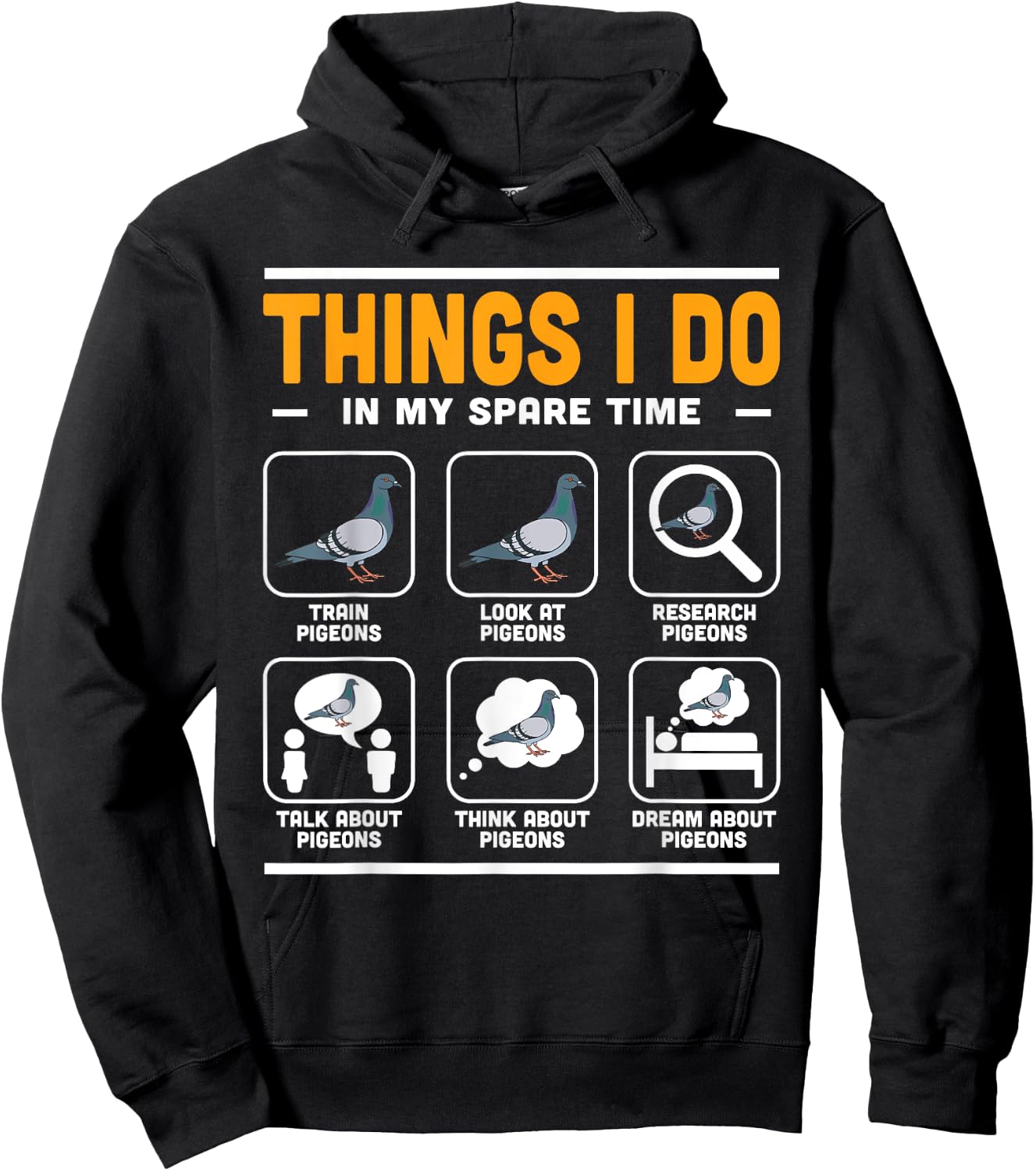 Men Things I Do In My Spare Time Pigeon Watcher Birding Hoodie - Hoodie | Black