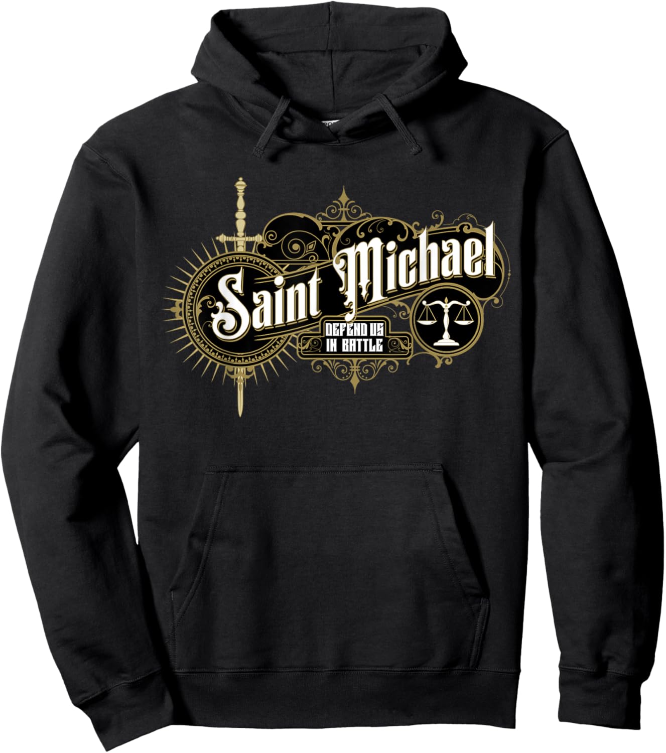 Sword of St Saint Michael Archangel Catholic Angel Warrior Hoodie - Hoodie | Black