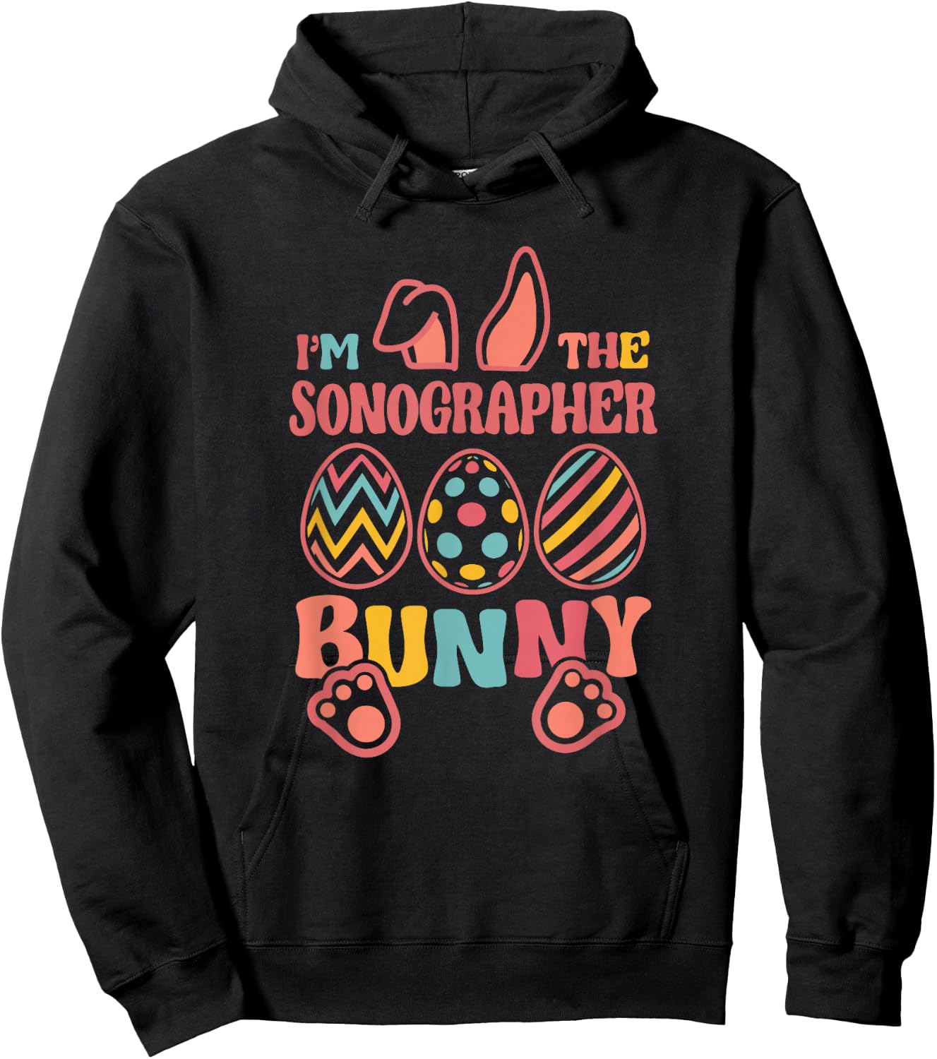 Im The Sonographer Bunny Easter Ultrasound Tech Hoodie - Hoodie | Black