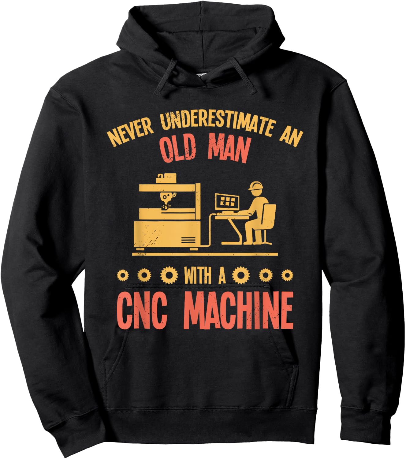 Old Man - Funny CNC Machine Operator Retired Machinist Hoodie - Hoodie | Black