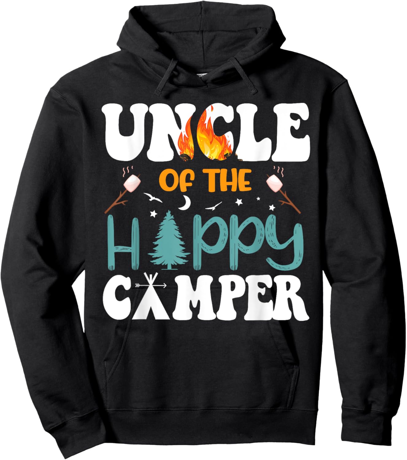Uncle Of The Happy Camper Men 1st Bday Camping Trip Hoodie - Hoodie | Black