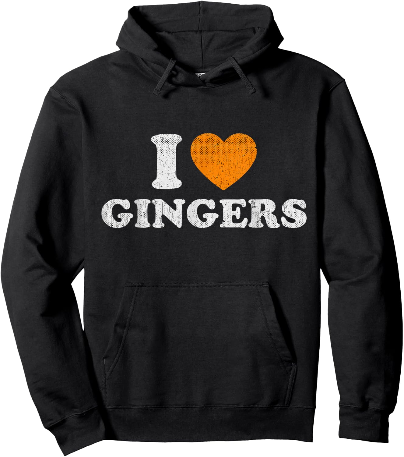 Funny I Heart Gingers Gifts For Red Hair Lovers Redhead Distressed Orange Heart Outfit I Love Gingers Hoodie - Hoodie | Black