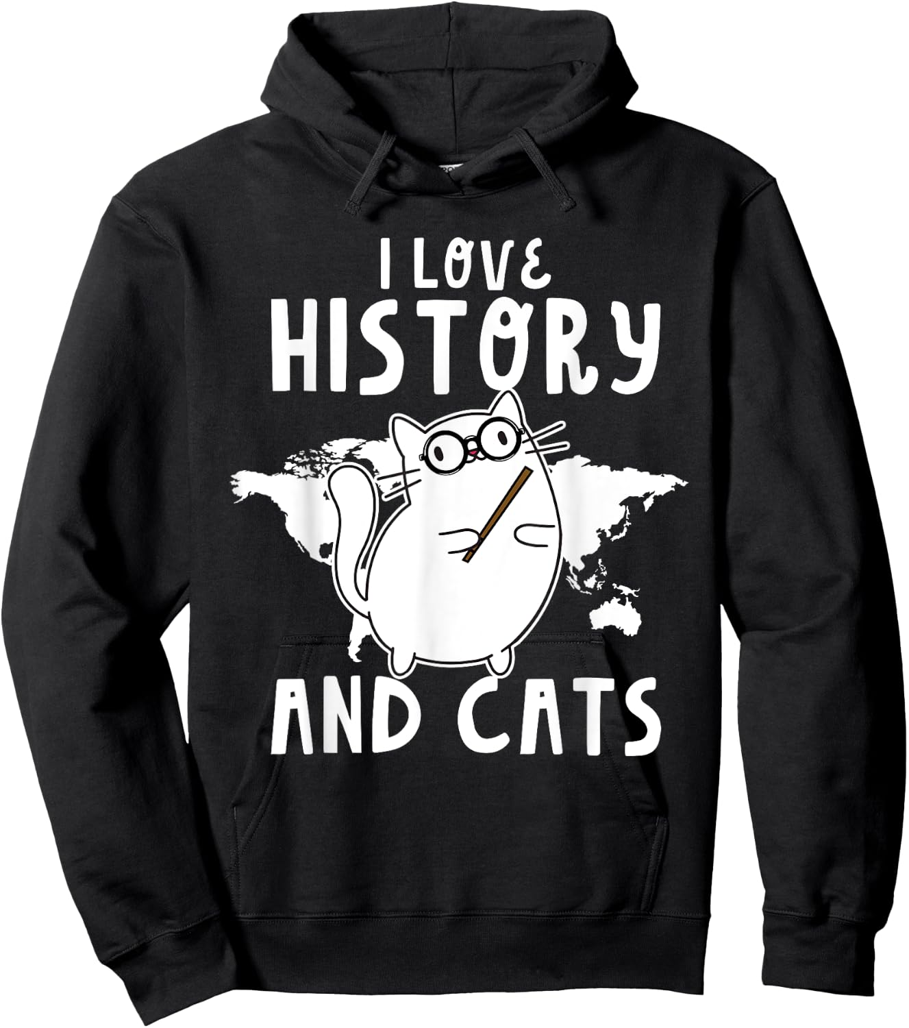 Funny I Love History And Cats Cool History Teacher Women Hoodie - Hoodie | Black