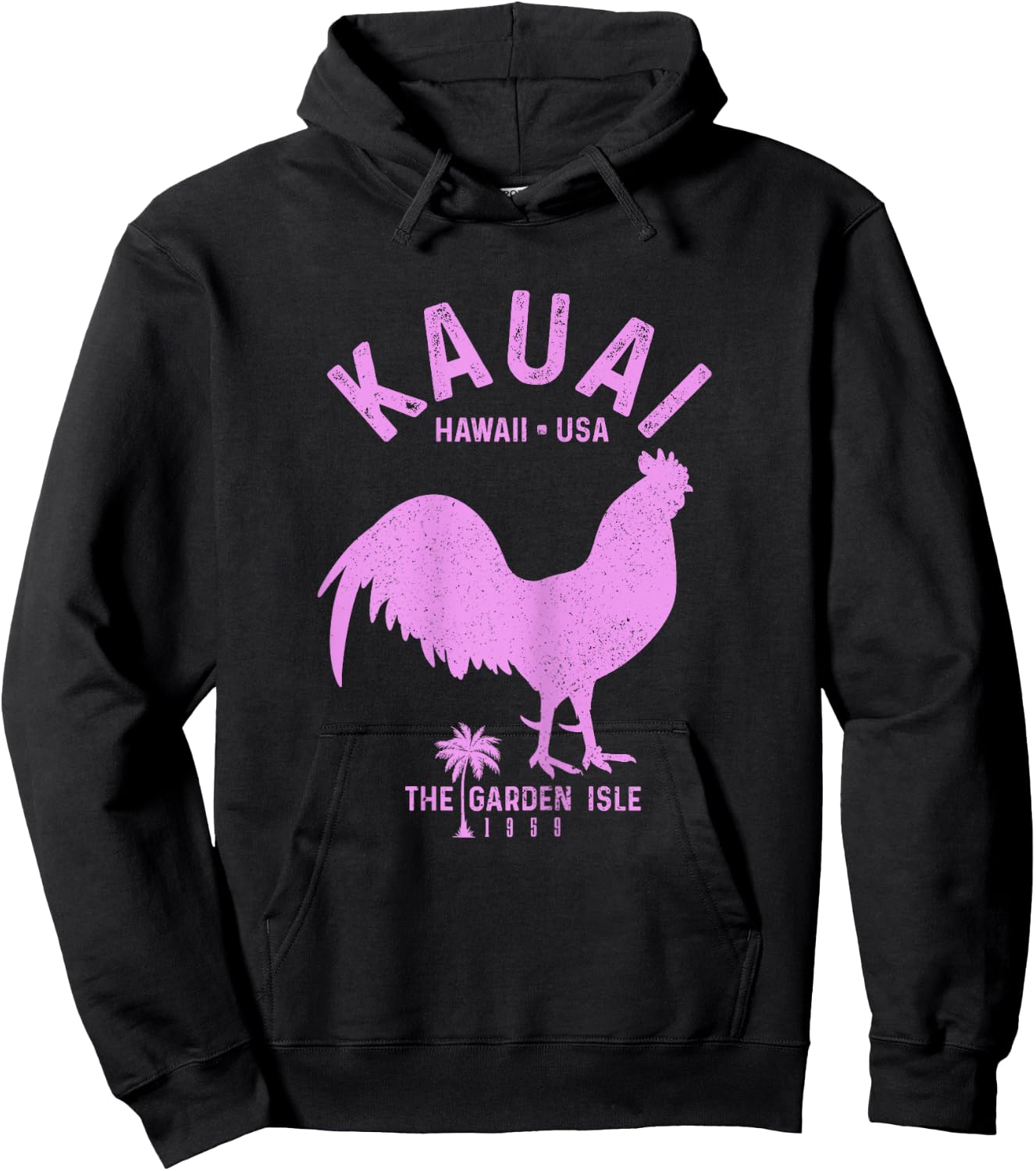 Kauai 1959 The Garden Isle Chicken Hawaii Vintage Hawaiian Hoodie - Hoodie | Black
