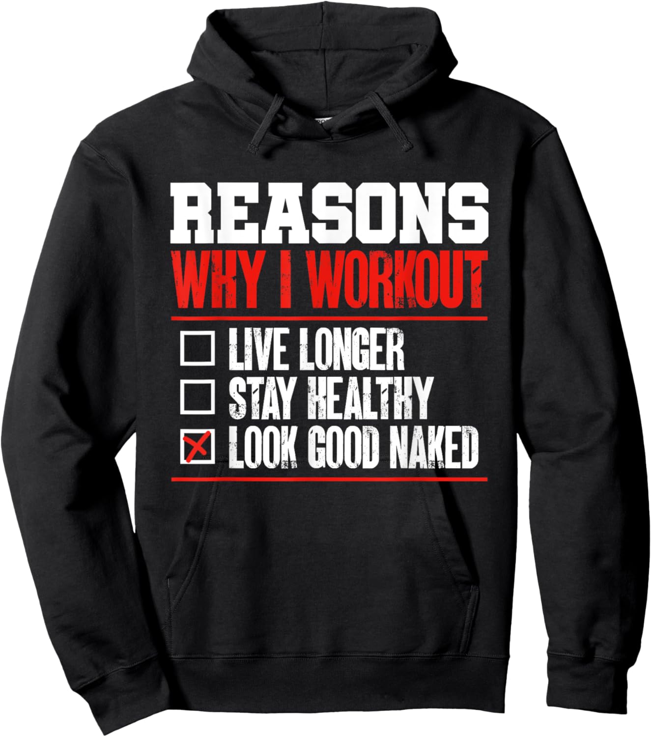 Reasons Why I Work Out Gym Bodybuilder Fitness Humor Pun Hoodie - Hoodie | Black