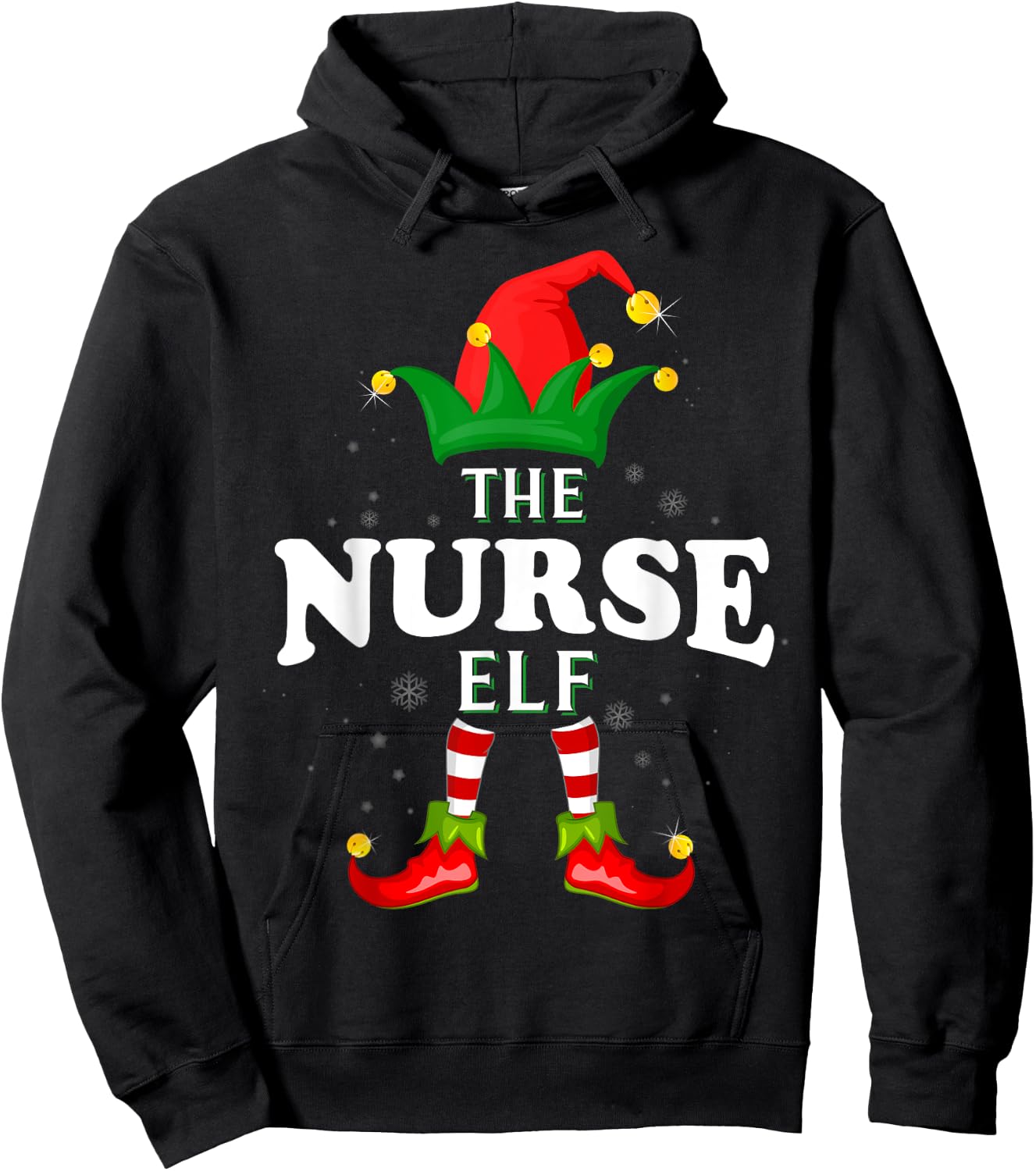 Xmas Nurse Elf Family Matching Christmas Pajama Hoodie - Hoodie | Black