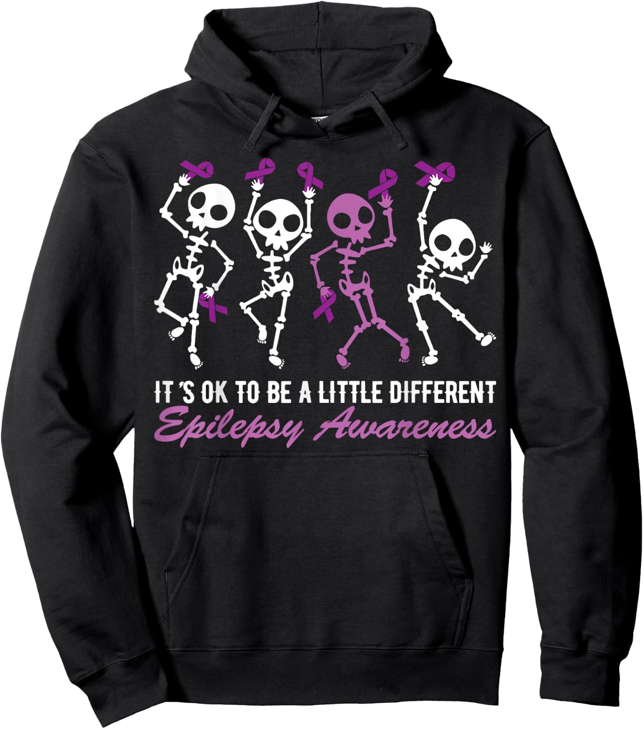 Epilepsy Awareness It's Ok To Be A Little Different Skeleton Hoodie - Hoodie | Black